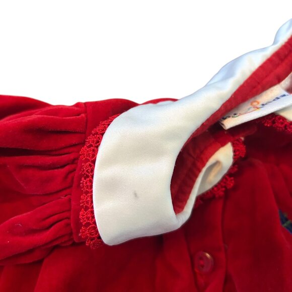 Vintage B.T. Kids Peter Pan Collar Lace Trim Christmas Holiday Embroidered Dress - Picture 5 of 6